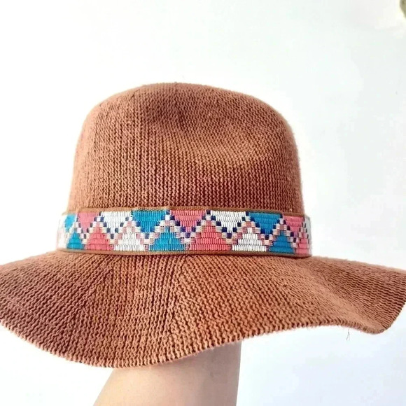 PrAna Cybil Knit Fedora Hemp and Organic Cotton Floppy Brown Hat One Size - Picture 1 of 9